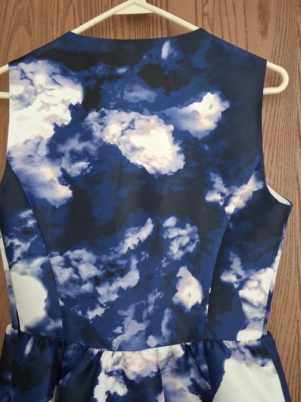 Kate Spade Blue White Clouds Sleeveless Zip Front Joss Dress Size 6 Fit & Flare